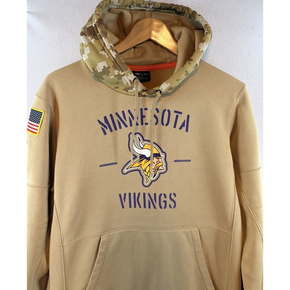 Minnesota Vikings Hoodie Mens Small Nike Dri Fit Salute To Service Camo NFL